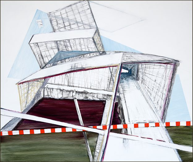 Unfolding an argument, graphite and oil on canvas, 100x 110 cm, 2019